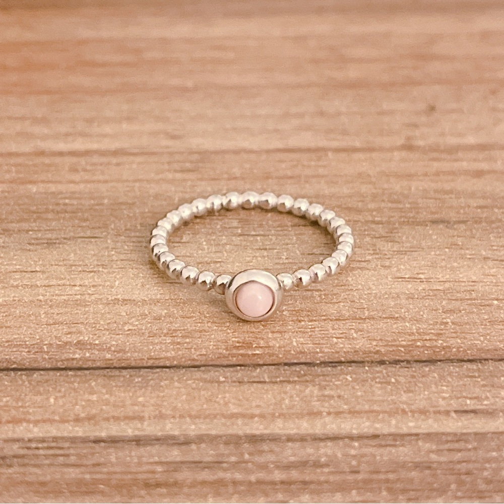 Authentic Pandora Pink opal cabochon bubble ring My desire Retired HTF